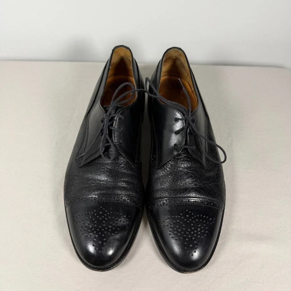 Johnston & Murphy Aristocraft‎ Italy Black Leather Cap Toe Derby Shoes Mens 10 M
